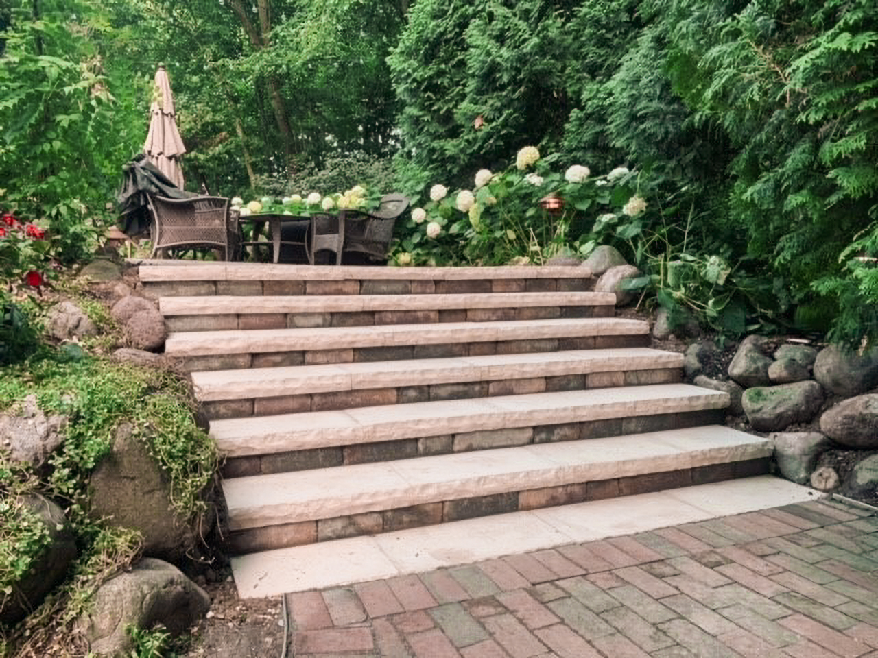 Stone paver stairway 