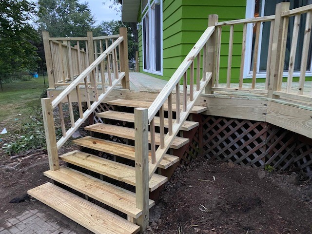 Wood deck with stairs