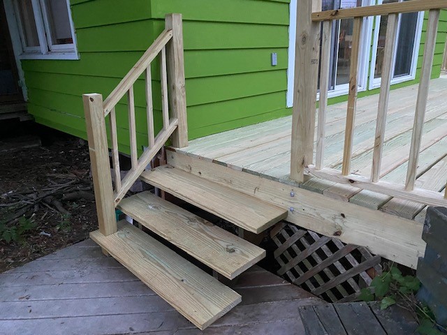 Wooden deck with steps