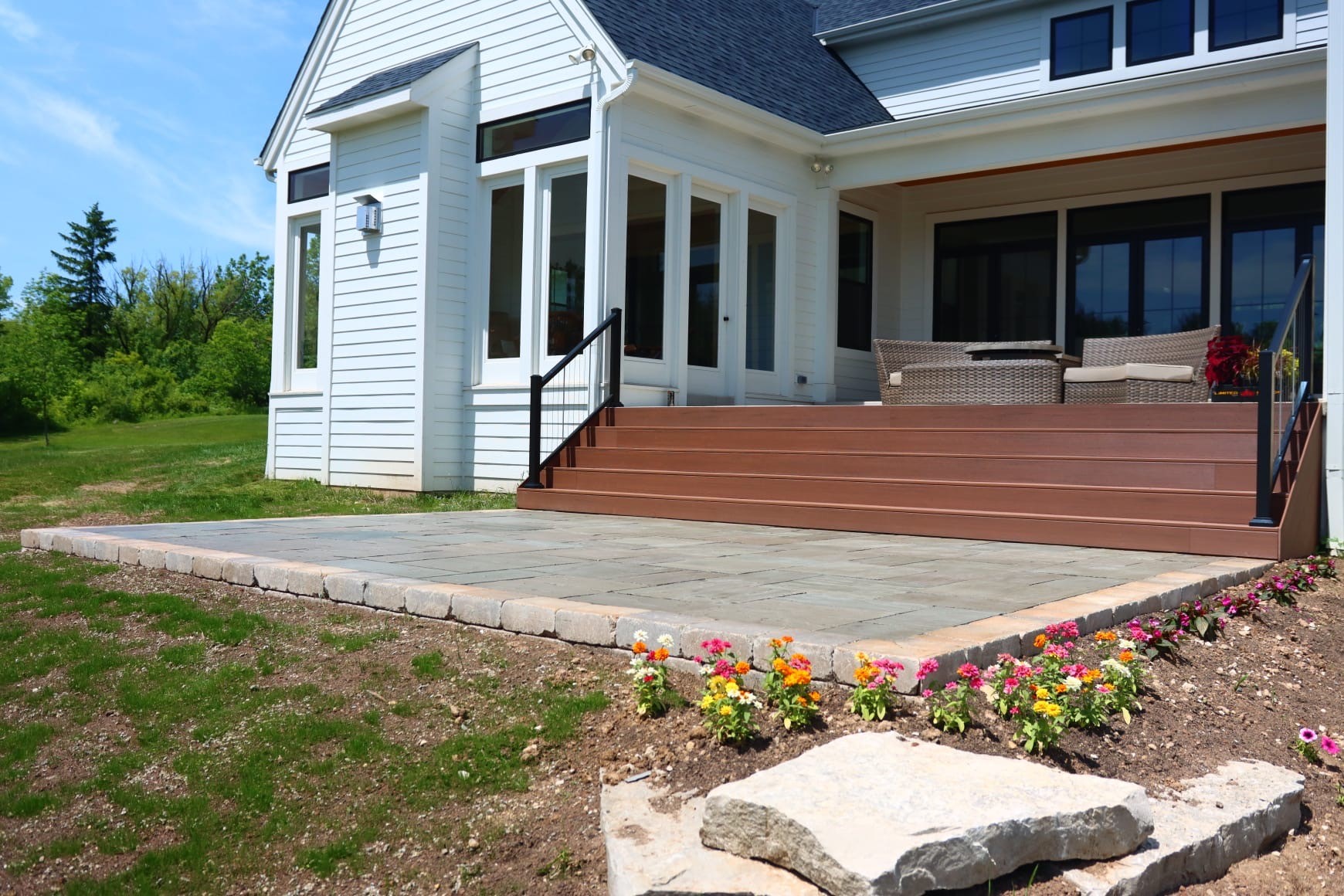 Elegant Paver Patio with Intricate Designs