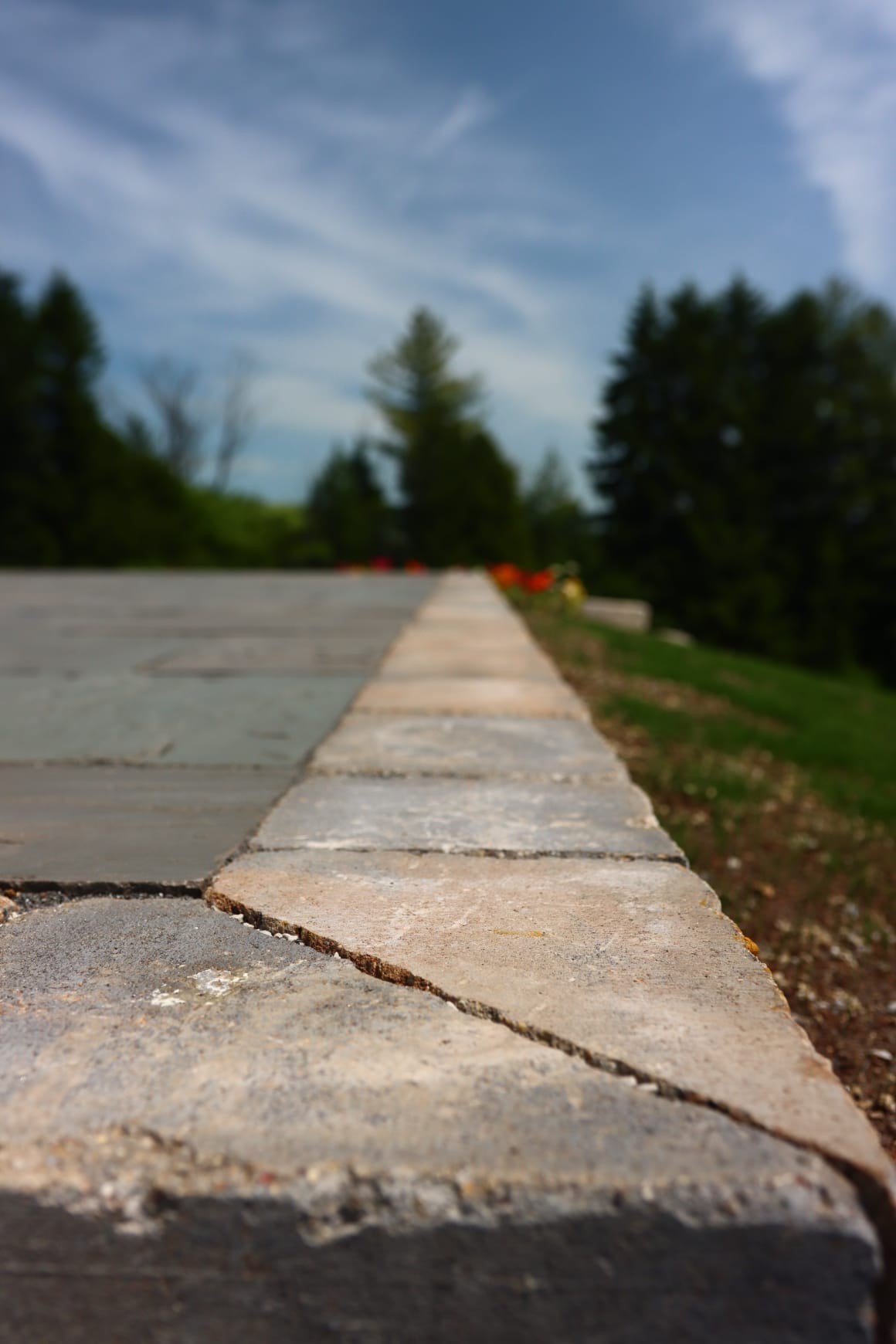 A beautifully designed stone patio up close