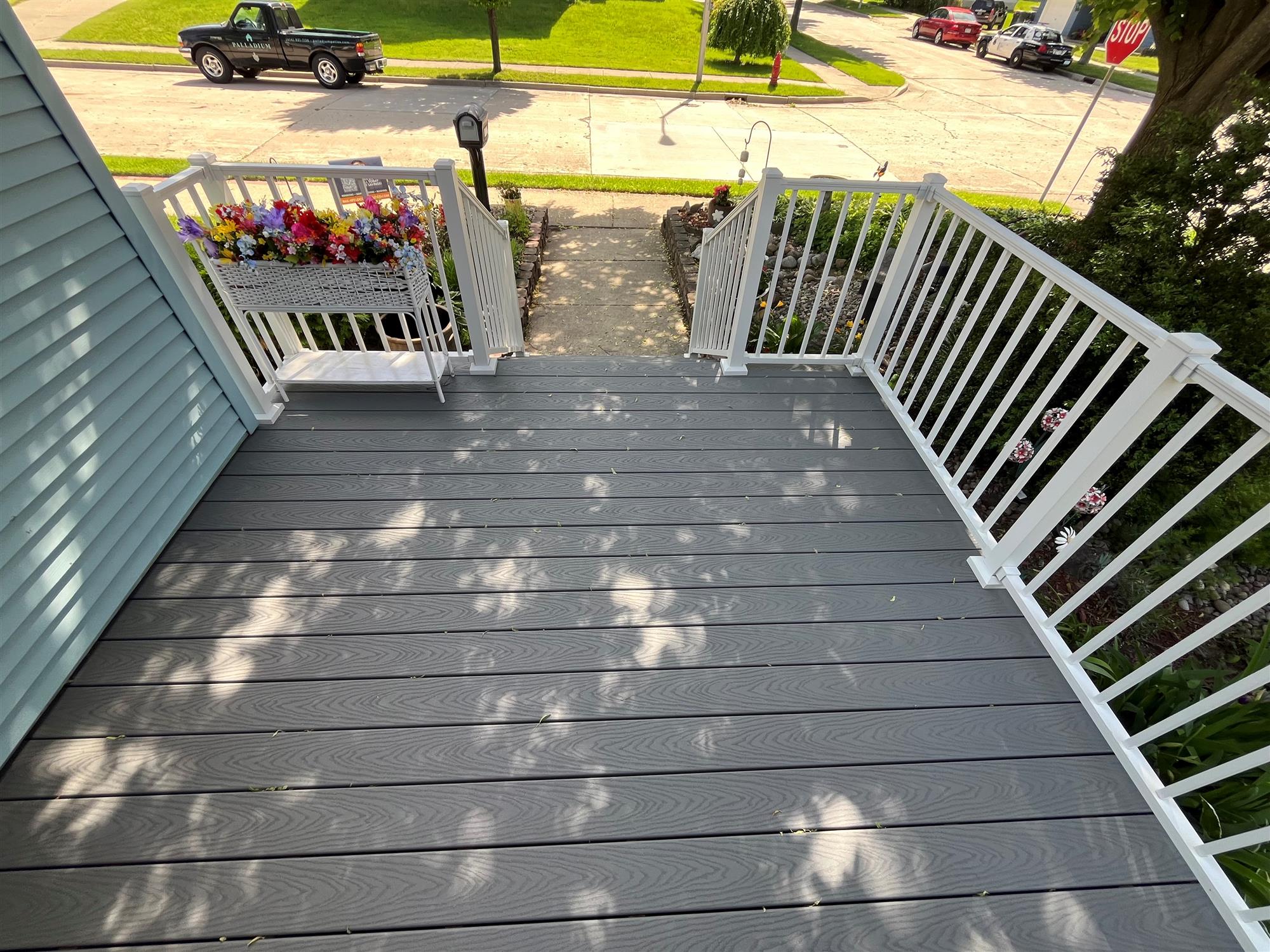 Elevated Front Porch with flowers out front