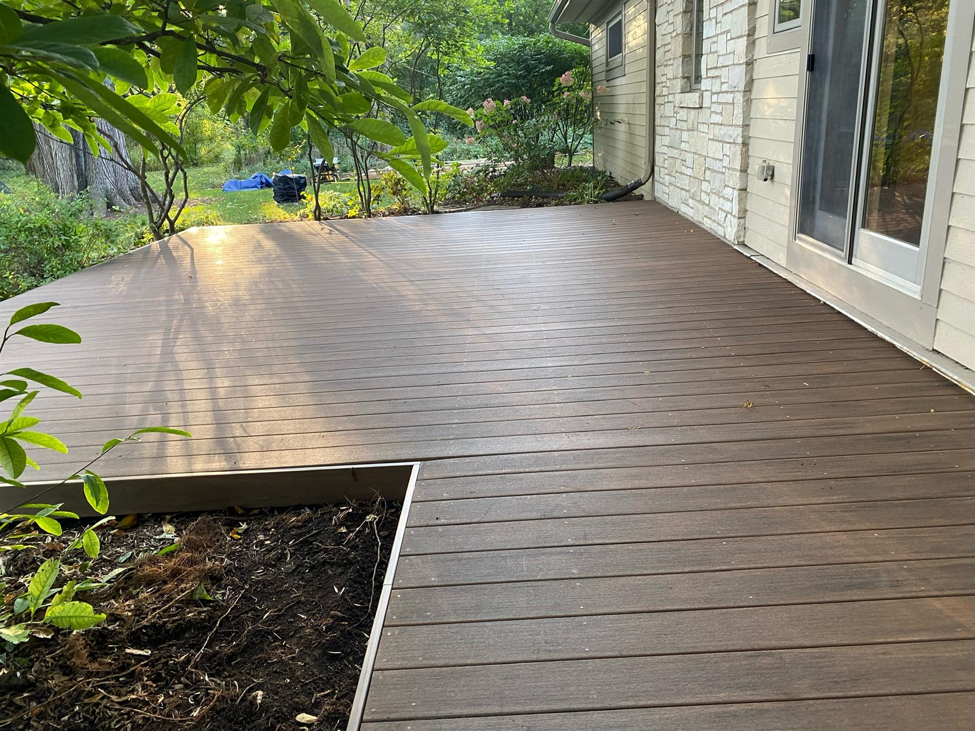 Backyard deck attached to home