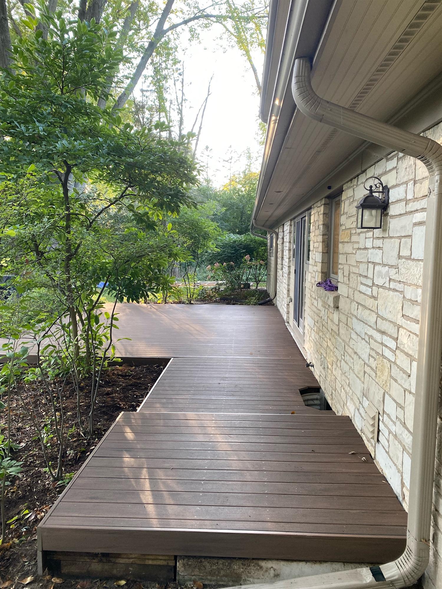 Wooden deck attached to house