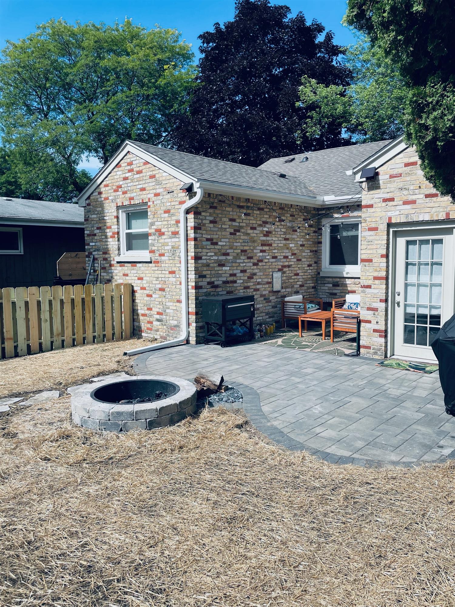 Brick patio with fire pit