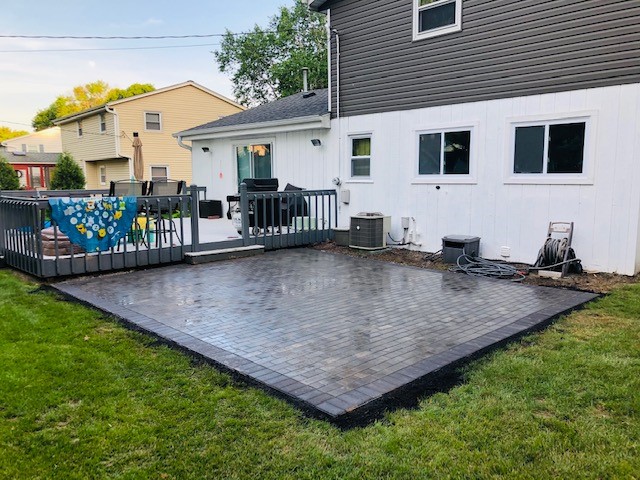 Grey Stone Unilock Paver Patio