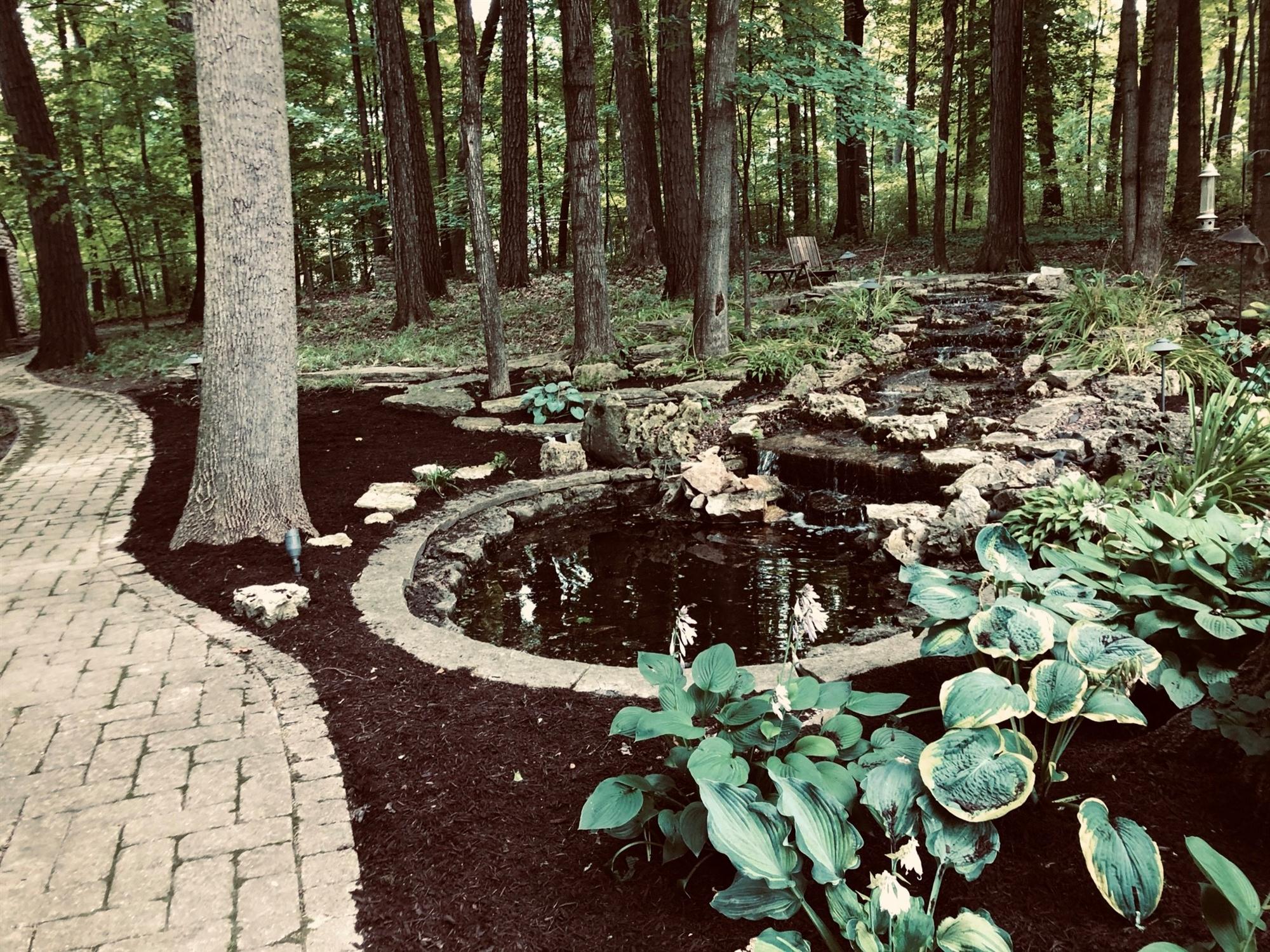 Outdoor water feature in Wisconsin