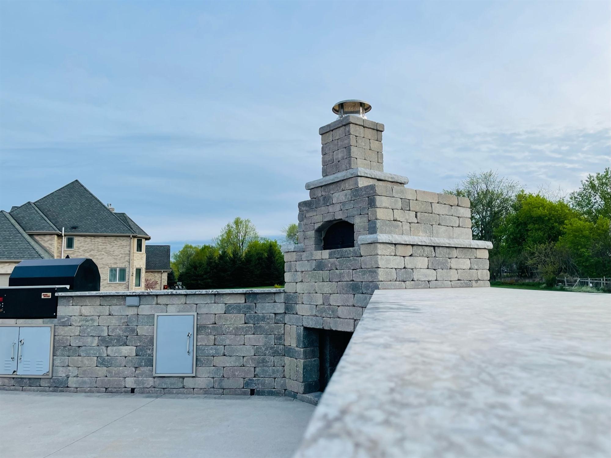 Outdoor brick kitchen area for patio