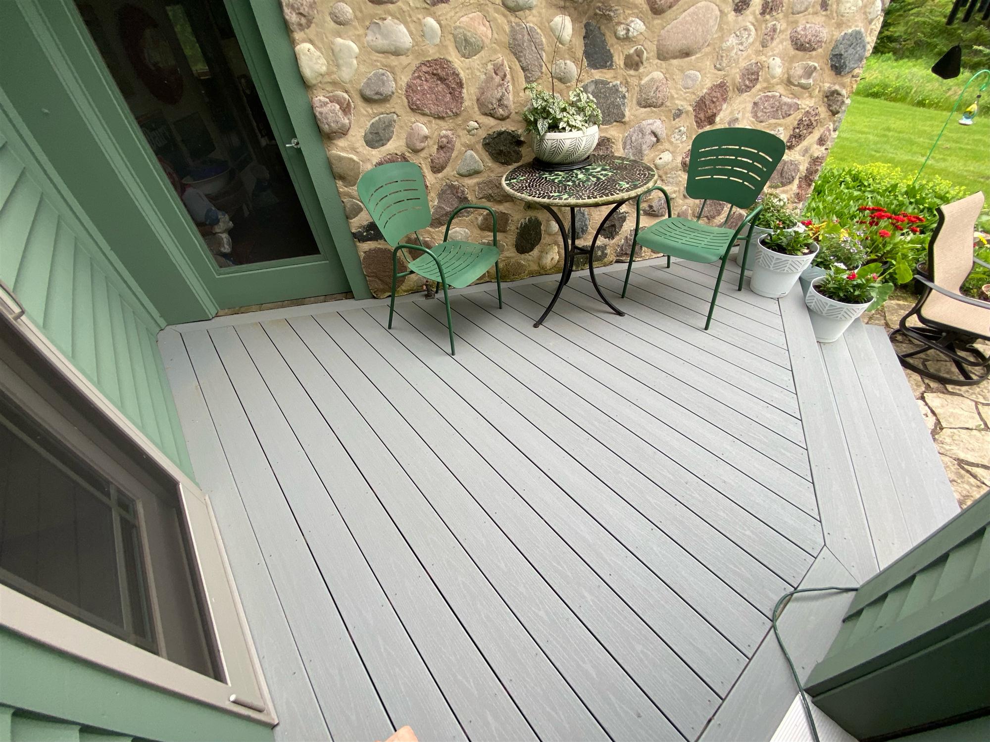 Small wooden deck addition