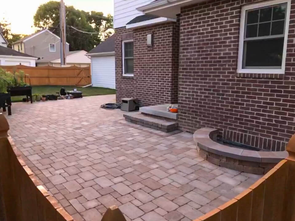 Red brick paver patio
